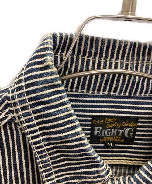 EIGHT G（エイトジー）EIGHT G (エイトジー) Long Sleeve Hickory Stripe Work Shirt ホワイト サイズ:Ⅿの古着・服飾アイテム