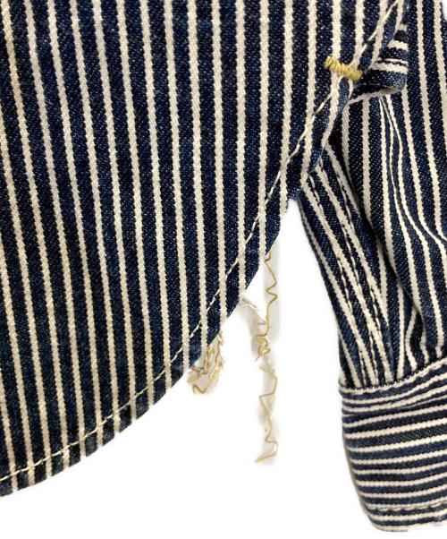 EIGHT G（エイトジー）EIGHT G (エイトジー) Long Sleeve Hickory Stripe Work Shirt ホワイト サイズ:Ⅿの古着・服飾アイテム