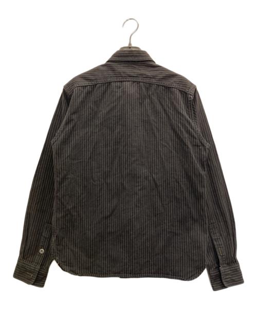 EIGHT G（エイトジー）EIGHT G (エイトジー) ヴィンテージストライプワークシャツ ブラック サイズ:38の古着・服飾アイテム