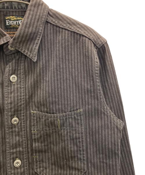 EIGHT G（エイトジー）EIGHT G (エイトジー) ヴィンテージストライプワークシャツ ブラック サイズ:38の古着・服飾アイテム