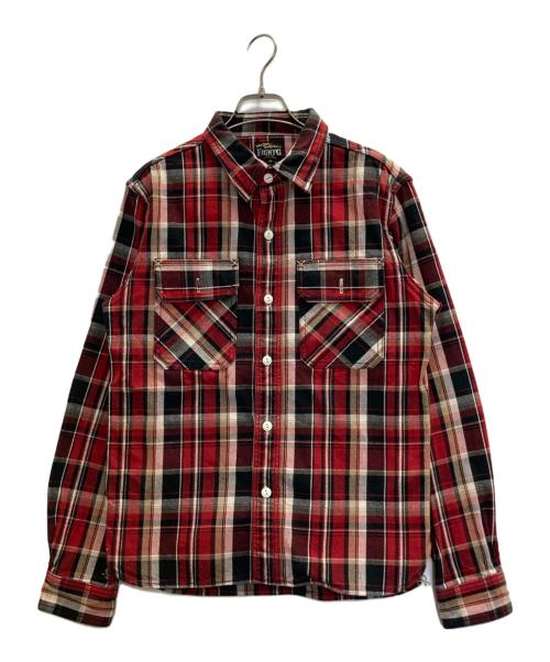 EIGHT G（エイトジー）EIGHT G (エイトジー) チェックフランネルワークシャツ レッド サイズ:Ⅿの古着・服飾アイテム
