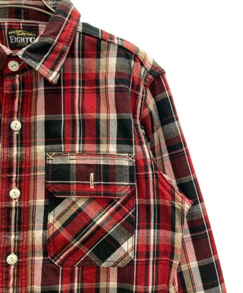 EIGHT G（エイトジー）EIGHT G (エイトジー) チェックフランネルワークシャツ レッド サイズ:Ⅿの古着・服飾アイテム