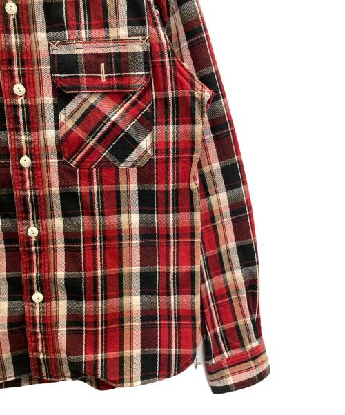 EIGHT G（エイトジー）EIGHT G (エイトジー) チェックフランネルワークシャツ レッド サイズ:Ⅿの古着・服飾アイテム