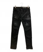 Hysteric Glamourヒステリックグラマー）の古着「WICKED STAR pt ストレッチチノスリムパンツ」｜ブラック