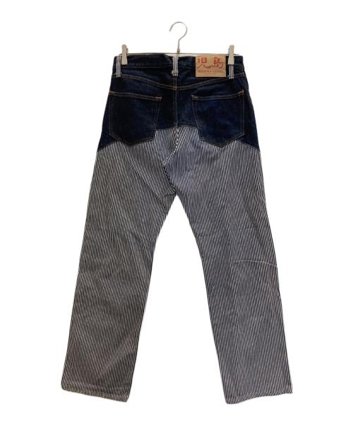 KOJIMA GENES（コジマジーンズ）KOJIMA GENES (コジマジーンズ) モンキー コンボ ペインターパンツ デニム ヒッコリー ジップ インディゴ サイズ:81cm (W32)の古着・服飾アイテム