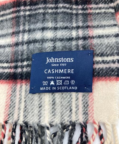 JOHNSTONS（ジョンストンズ）JOHNSTONS (ジョンストンズ) カシミヤチェックストール グレーの古着・服飾アイテム