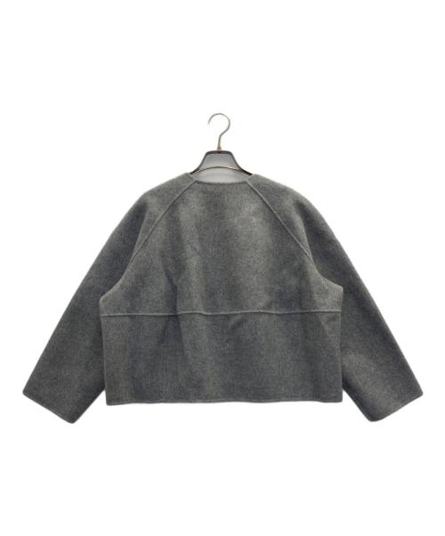 23区（ニジュウサンク）23区 (ニジュウサンク) ウールリバー ノーカラーコート グレー サイズ:32の古着・服飾アイテム