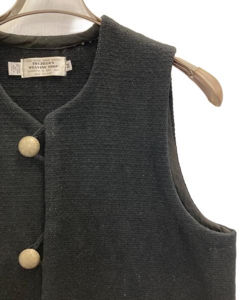 TRUJILLO'S（トルフィリオス）TRUJILLO'S (トルフィリオス) ラウンドネック Lower Front Pockets チマヨ ラグ ベスト ブラック サイズ:Ⅿの古着・服飾アイテム