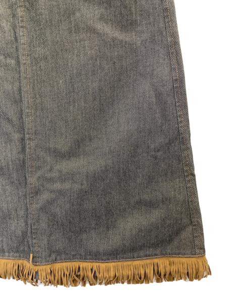 ROBE DE CHAMBRE COMME DES GARCONS（ローブドシャンブル コムデギャルソン）ROBE DE CHAMBRE COMME DES GARCONS (ローブドシャンブル コムデギャルソン) 90s 裾フリンジ デニムフレアスカート インディゴ サイズ:Ⅼの古着・服飾アイテム