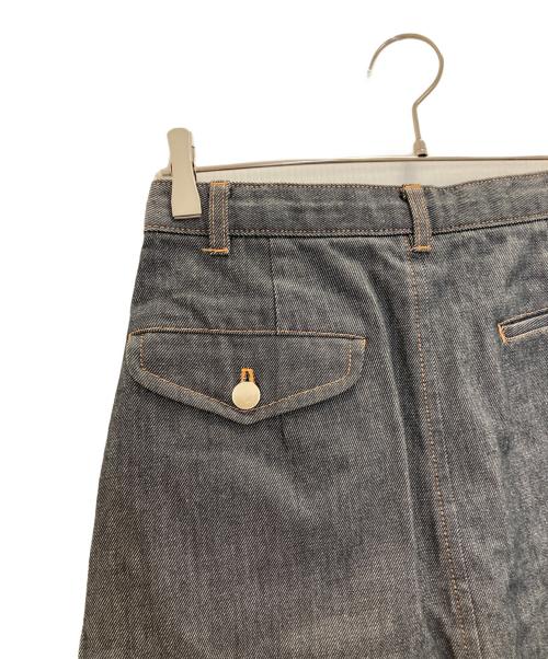 ROBE DE CHAMBRE COMME DES GARCONS（ローブドシャンブル コムデギャルソン）ROBE DE CHAMBRE COMME DES GARCONS (ローブドシャンブル コムデギャルソン) 90s 裾フリンジ デニムフレアスカート インディゴ サイズ:Ⅼの古着・服飾アイテム