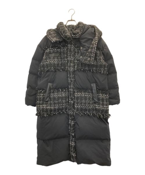 HER LIP TO（ハーリップトゥ）HER LIP TO (ハーリップトゥ) Tweed Shell Down Long Coat（ツイードシェルダウンロングコート） ブラック サイズ:S 未使用品の古着・服飾アイテム