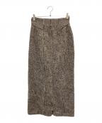 HER LIP TOハーリップトゥ）の古着「Hemingway Check Tweed Long Skirt」｜ブラウン