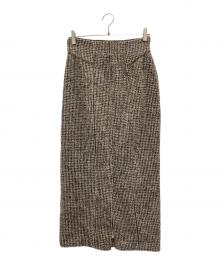 HER LIP TO（ハーリップトゥ）の古着「Hemingway Check Tweed Long Skirt」｜ブラウン
