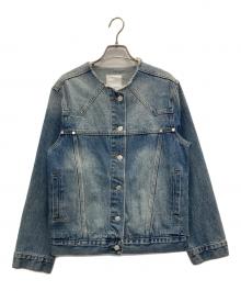 EKCOOKIES（イーケークッキーズ）の古着「ノーカラーカットオフデニムジャケット」｜インディゴ