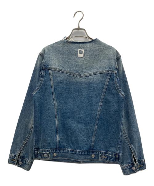 EKCOOKIES（イーケークッキーズ）EKCOOKIES (イーケークッキーズ) ノーカラーカットオフデニムジャケット インディゴ サイズ:Ｍの古着・服飾アイテム