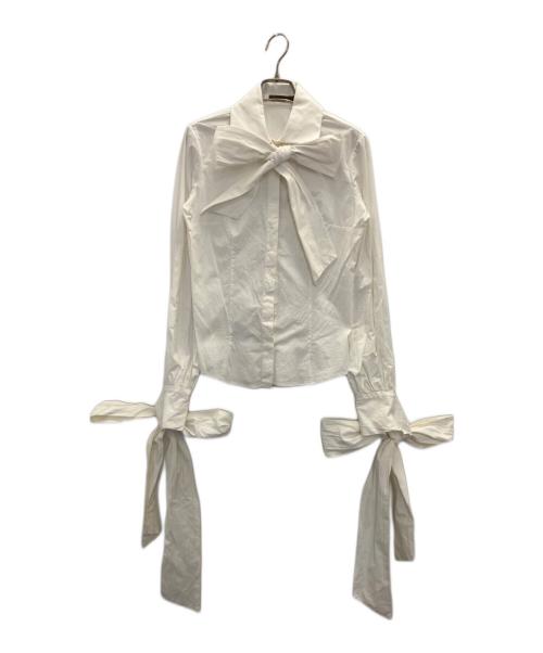 ALEXANDER McQUEEN（アレキサンダーマックイーン）ALEXANDER McQUEEN (アレキサンダーマックイーン) コットンタイカフスリボンシャツ ホワイト サイズ:38の古着・服飾アイテム