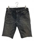NUMBER (N)INEナンバーナイン）の古着「カットフデニムハーフパンツ」｜ブラック