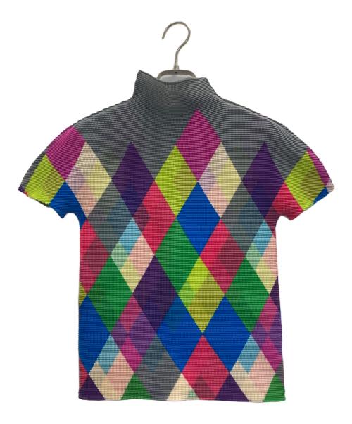 me ISSEY MIYAKE（ミーイッセイ ミヤケ）me ISSEY MIYAKE (ミーイッセイ ミヤケ) アーガイル柄ハイネックワッフルブラウス マルチカラー サイズ:表記なしの古着・服飾アイテム