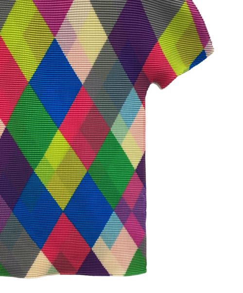 me ISSEY MIYAKE（ミーイッセイ ミヤケ）me ISSEY MIYAKE (ミーイッセイ ミヤケ) アーガイル柄ハイネックワッフルブラウス マルチカラー サイズ:表記なしの古着・服飾アイテム