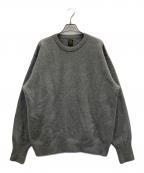 BATONERバトナ―）の古着「FLEECE WOOL BACKLOOP CREW NECK/フリースウールバックループクルーネックニット」｜グレー