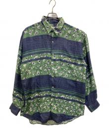 GOOUCH（グーチ）の古着「80s 総柄シルクシャツ」｜ブルー