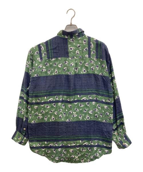 GOOUCH（グーチ）goouch (グーチ) 80s 総柄シルクシャツ ブルー サイズ:Ｍの古着・服飾アイテム