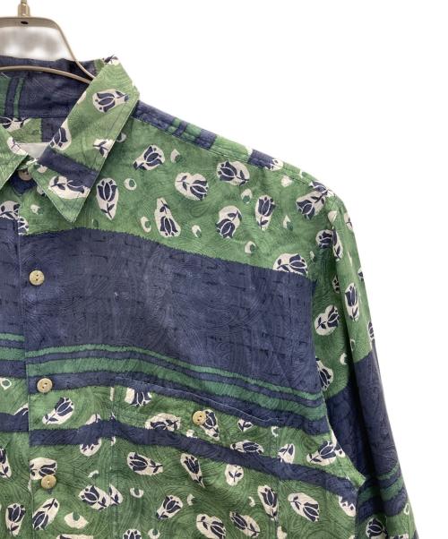 GOOUCH（グーチ）goouch (グーチ) 80s 総柄シルクシャツ ブルー サイズ:Ｍの古着・服飾アイテム