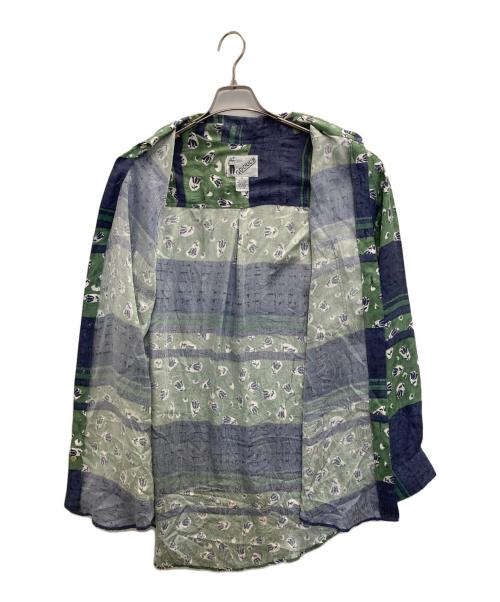 GOOUCH（グーチ）goouch (グーチ) 80s 総柄シルクシャツ ブルー サイズ:Ｍの古着・服飾アイテム