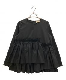 UNITED ARROWS TOKYO（ユナイテッドアローズトウキョウ）の古着「ティアード ギャザー ロングスリーブ ブラウス」｜ブラック