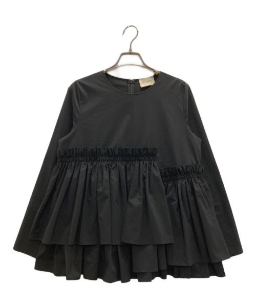 UNITED ARROWS TOKYO（ユナイテッドアローズトウキョウ）UNITED ARROWS TOKYO (ユナイテッドアローズトウキョウ) ティアード ギャザー ロングスリーブ ブラウス ブラック サイズ:表記なしの古着・服飾アイテム