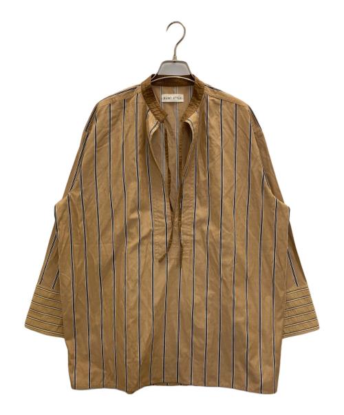 SUMI STYLE（スミ スタイル）SUMI STYLE (スミ スタイル) 紐付きストライプシャツ ベージュ サイズ:FREEの古着・服飾アイテム