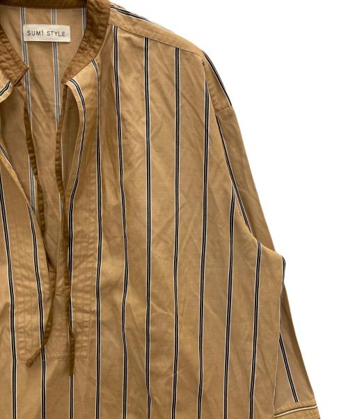 SUMI STYLE（スミ スタイル）SUMI STYLE (スミ スタイル) 紐付きストライプシャツ ベージュ サイズ:FREEの古着・服飾アイテム