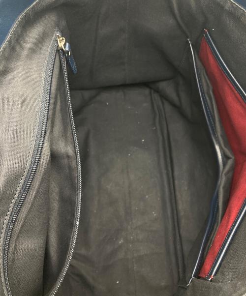 BLACK LABEL CRESTBRIDGE（ブラックレーベル クレストブリッジ）BLACK LABEL CRESTBRIDGE (ブラックレーベル クレストブリッジ) レザートートバッグ ネイビーの古着・服飾アイテム