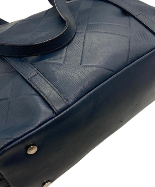 BLACK LABEL CRESTBRIDGE（ブラックレーベル クレストブリッジ）BLACK LABEL CRESTBRIDGE (ブラックレーベル クレストブリッジ) レザートートバッグ ネイビーの古着・服飾アイテム