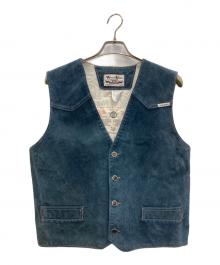 wash&wear（ウォッシュ&ウェア）の古着「レザーベスト」｜ネイビー
