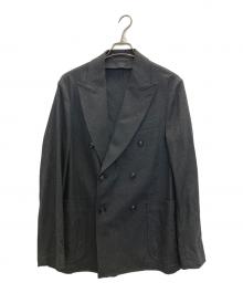 TOMORROW LAND（トゥモローランド）の古着「Super160's ウールツイル ダブルジャケット」｜グレー