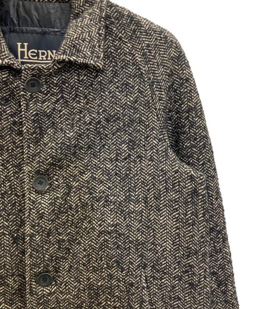 HERNO（ヘルノ）HERNO (ヘルノ) 中綿ツイードコート ブラック サイズ:46の古着・服飾アイテム