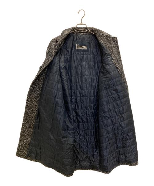 HERNO（ヘルノ）HERNO (ヘルノ) 中綿ツイードコート ブラック サイズ:46の古着・服飾アイテム