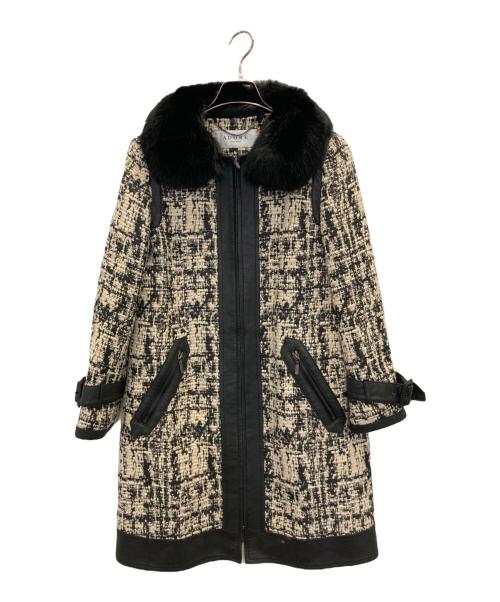 ADORE（アドーア）ADORE (アドーア) ファー付切替ツイードコート ホワイト サイズ:38の古着・服飾アイテム