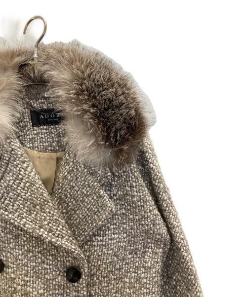 ADORE（アドーア）ADORE (アドーア) ファー付ダブルコート ブラウン サイズ:36の古着・服飾アイテム