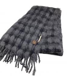 MANTAS EZCARAY（マンタスエスカレイ）の古着「モヘヤウールチェックマフラー」｜グレー