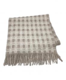 MANTAS EZCARAY（マンタスエスカレイ）の古着「モヘアウールチェックマフラー」｜ベージュ