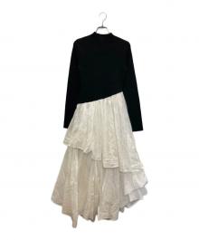 anuans（アニュアンス）の古着「イレギュラーヘムドッキングニットワンピース」｜ブラック