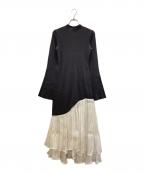 anuansアニュアンス）の古着「ドッキングニットワンピース」｜グレー×ホワイト