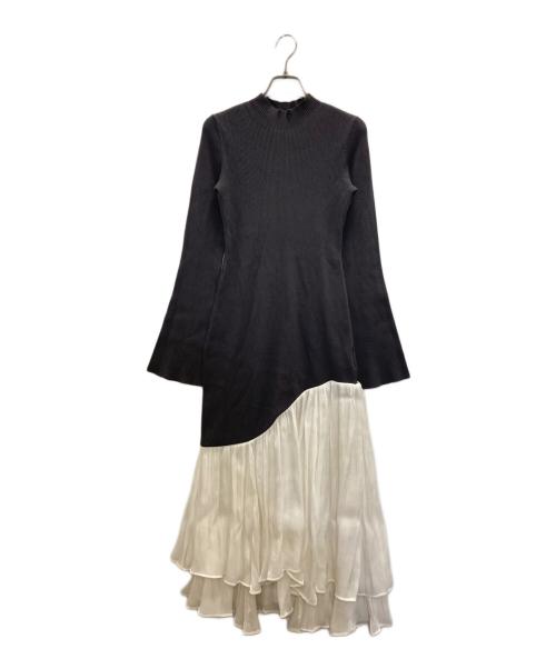 anuans（アニュアンス）anuans (アニュアンス) ドッキングニットワンピース グレー×ホワイト サイズ:Ⅿの古着・服飾アイテム