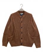 MAISON SPECIALメゾンスペシャル）の古着「3 colors Wool Nylon Prime-Over Crew Neck Knit Cardigan」｜ブラウン