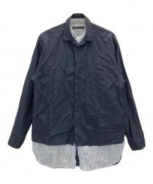 08sircus（ゼロエイトサーカス）の古着「Co/Cu broad × stripe layered shirt」｜ネイビー