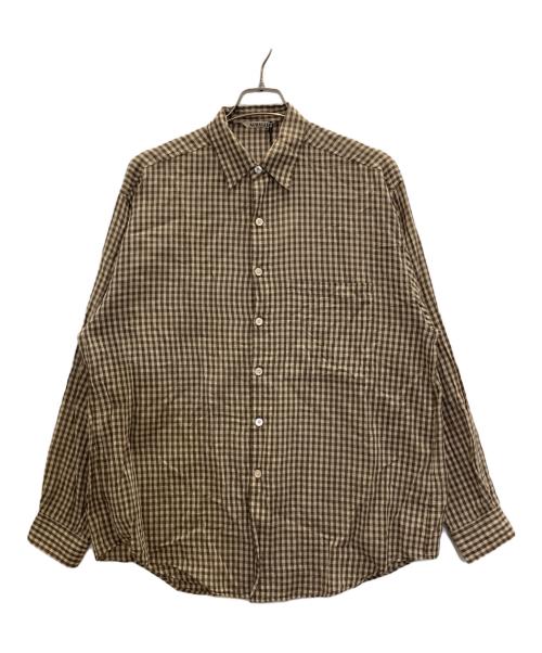 AURALEE（オーラリー）AURALEE (オーラリー) AIRY LIGHT COTTON CHECK BIG SHIRT ブラウン サイズ:4の古着・服飾アイテム