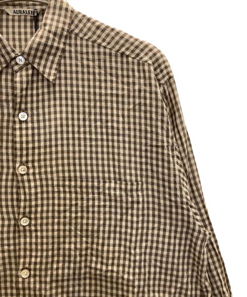 AURALEE（オーラリー）AURALEE (オーラリー) AIRY LIGHT COTTON CHECK BIG SHIRT ブラウン サイズ:4の古着・服飾アイテム