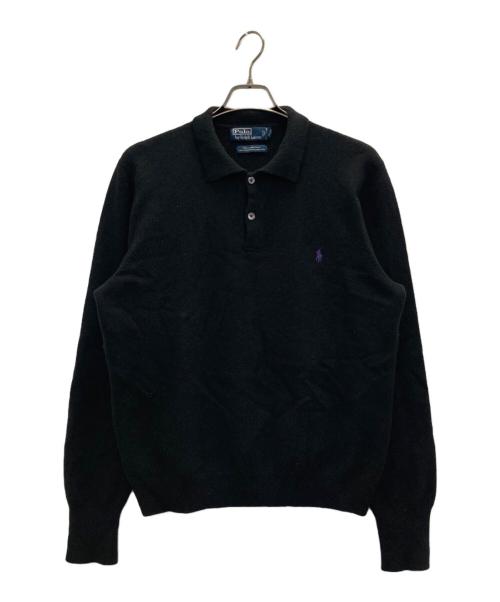 POLO RALPH LAUREN（ポロ・ラルフローレン）POLO RALPH LAUREN (ポロ・ラルフローレン) LAMB WOOL KNIT POLO SHIRTS ブラック サイズ:XLの古着・服飾アイテム